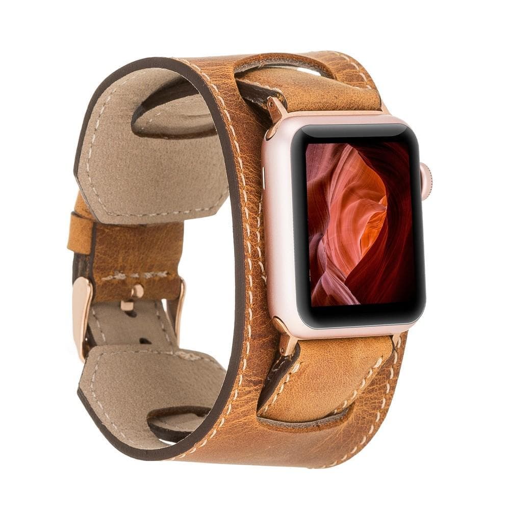 Apple Watch-bandje van echt leer met manchet