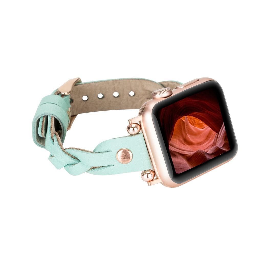 Wanda Ferro Braided Rose Gold Trok Style Genuine Leather Apple Watch Band