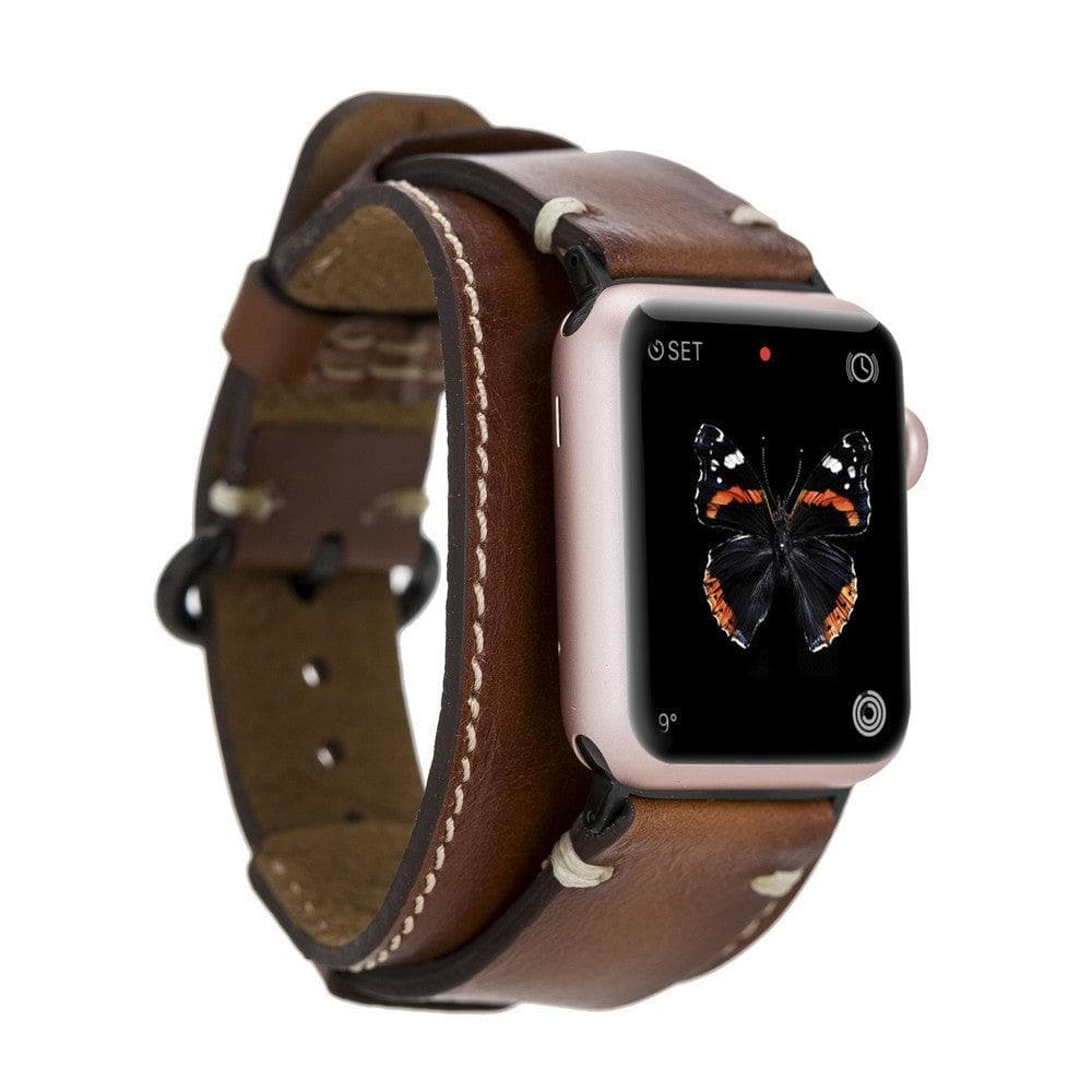 Pulsar-armband in manchetstijl van echt leer voor de Apple Watch