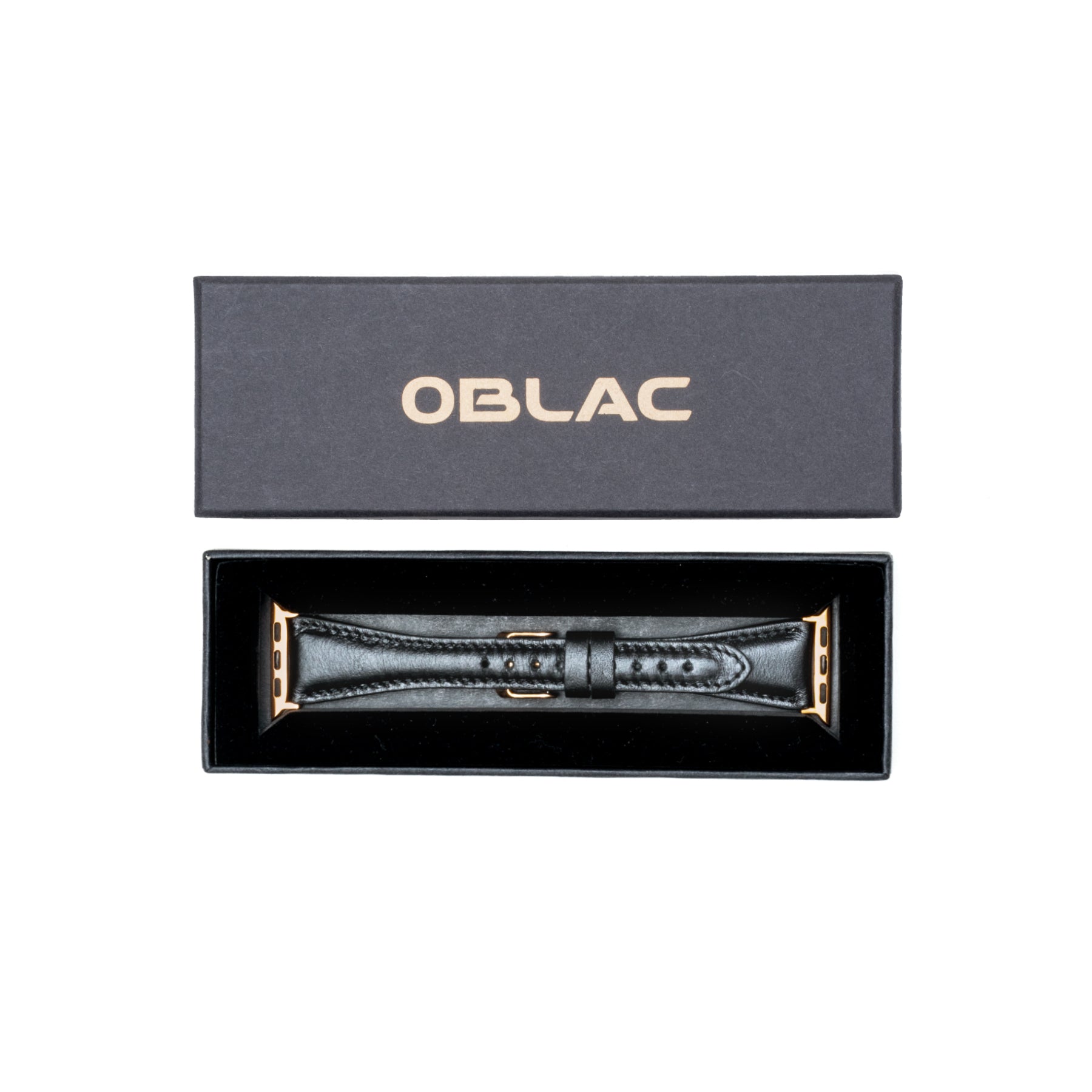 Leren Bandje Apple Watch S - Rustiek Zwart - Oblac