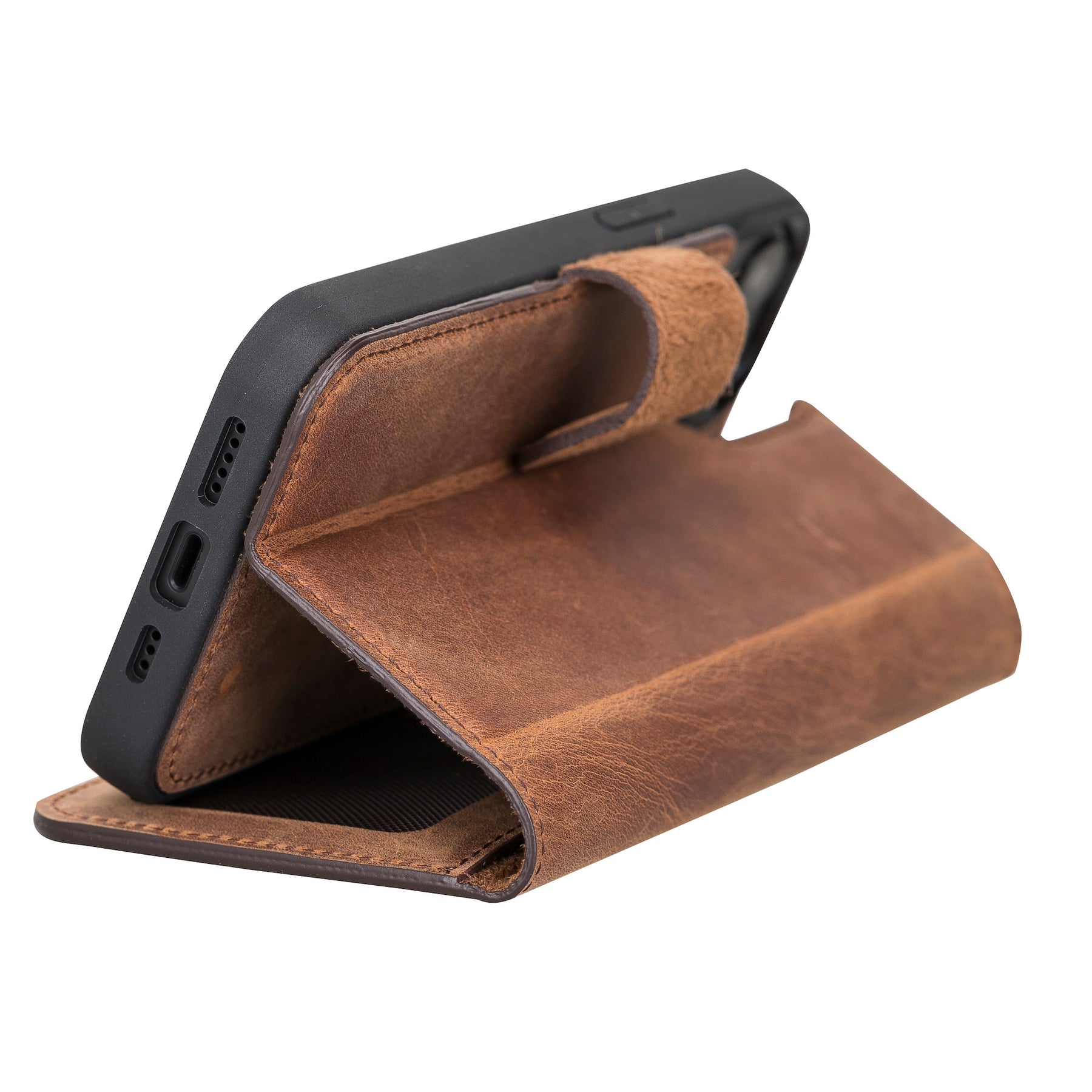 iPhone 13 hoesje antiek bruin leer