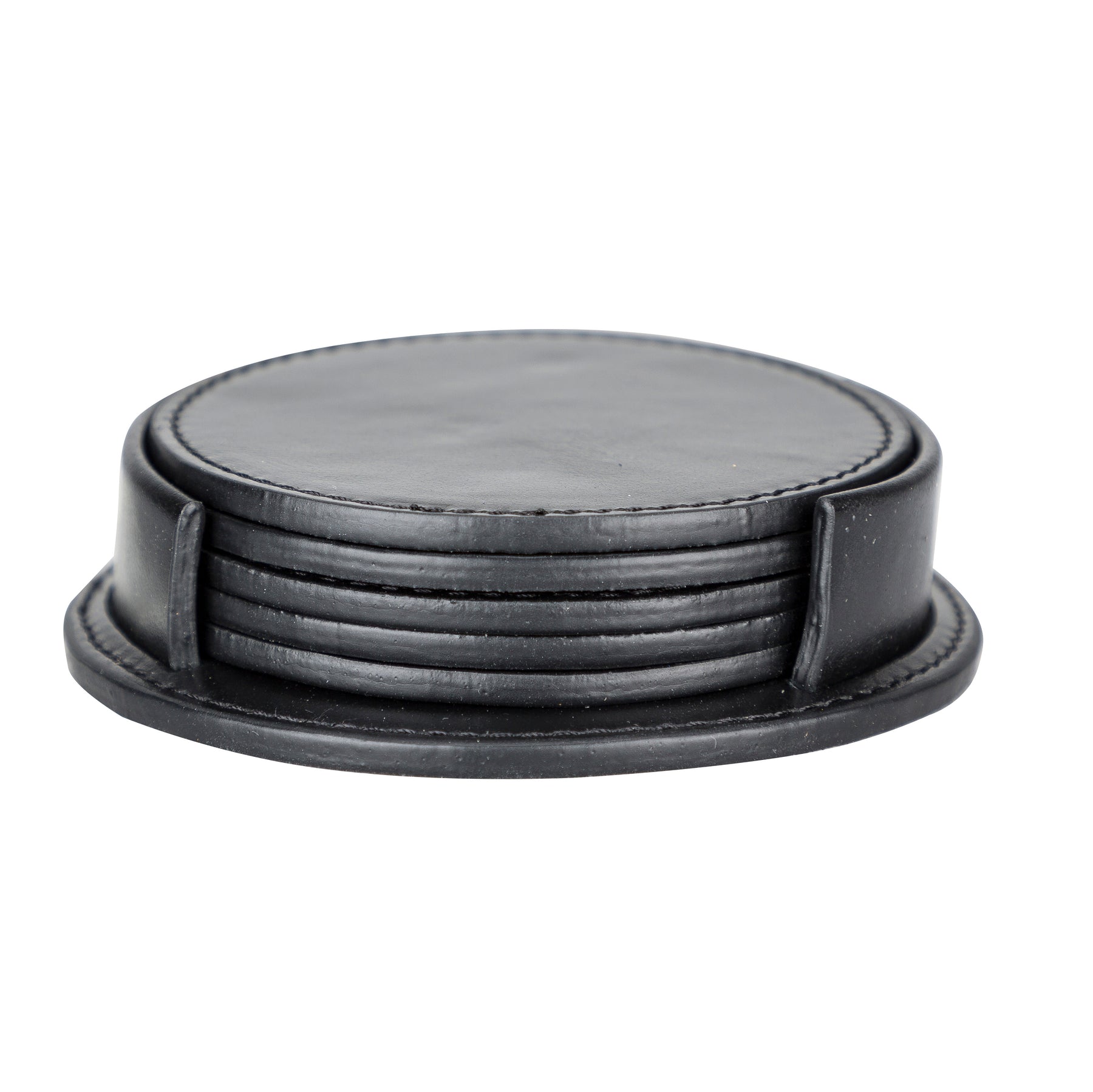 Leather Coasters Black - Set of 6 pieces