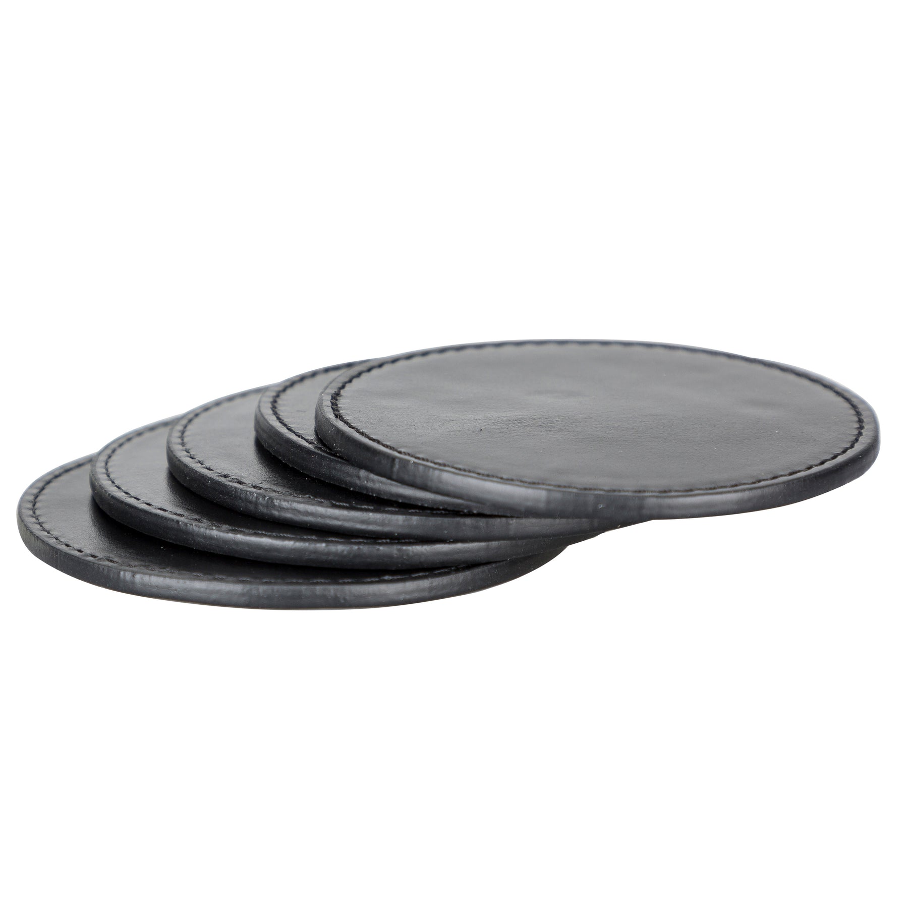 Leather Coasters Black - Set of 6 pieces