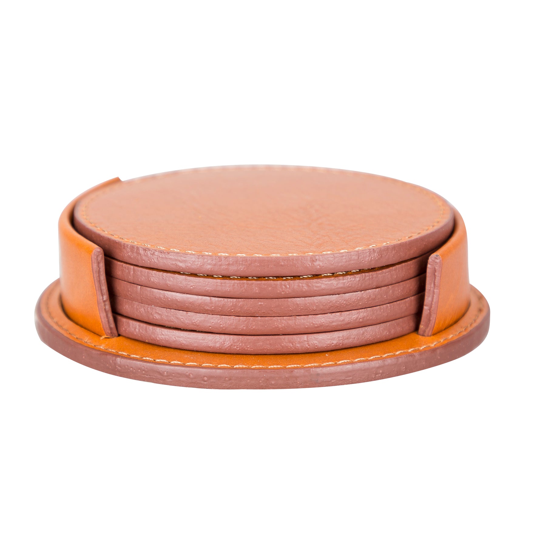 Leather Coasters Brown - Set of 6 pieces