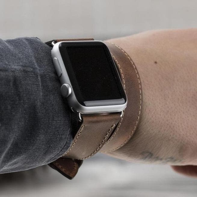 Double Tour Style Genuine Leather Apple Watch Band - DT 