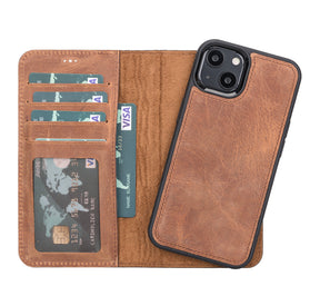 iPhone 13 hoesje antiek bruin leer